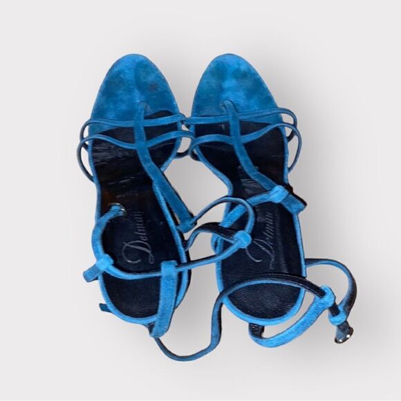 Delman Blue Suede Sandals Shoe Size 9 - Picture 2 of 7